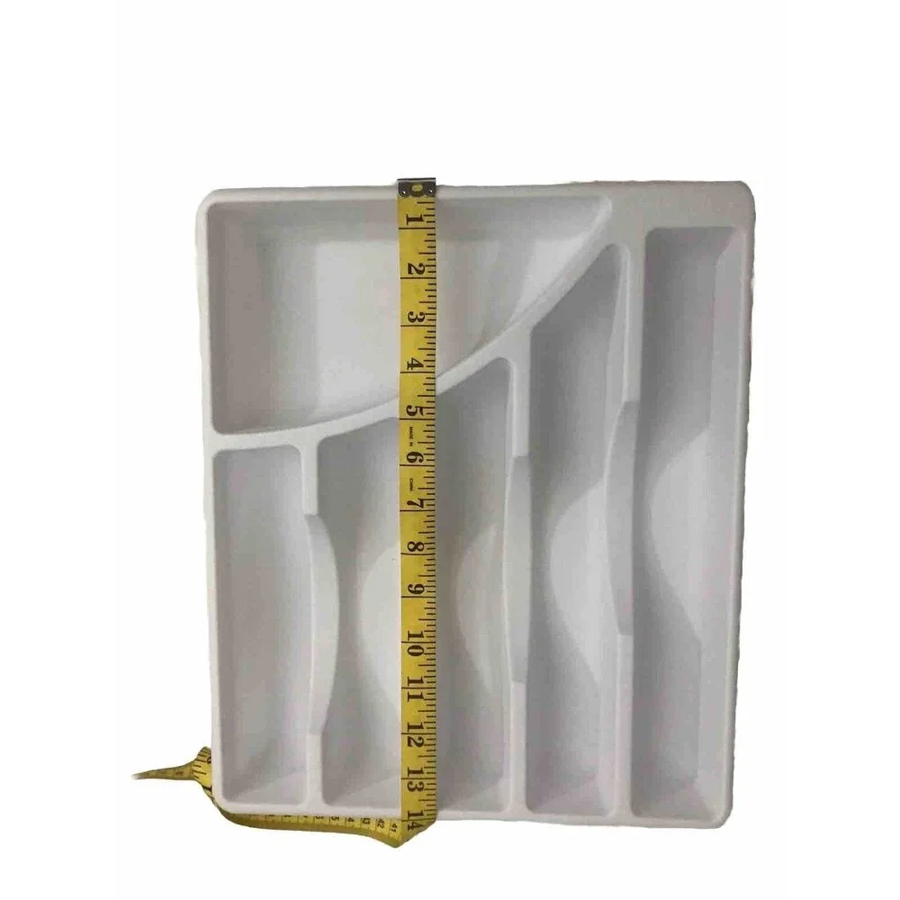 STERILITE Cutlery Tray, 11-3/4 in W, 1-7/8 in D, Plastic, White, 14-1/8